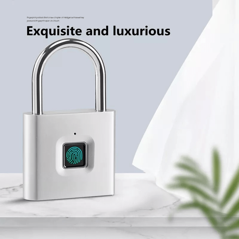 Compact Smart Fingerprint Padlock - Waterproof, Keyless Security, USB Rechargeable, Lightweight Zinc Alloy - Ideal for Luggage, Suitcases & Backpacks