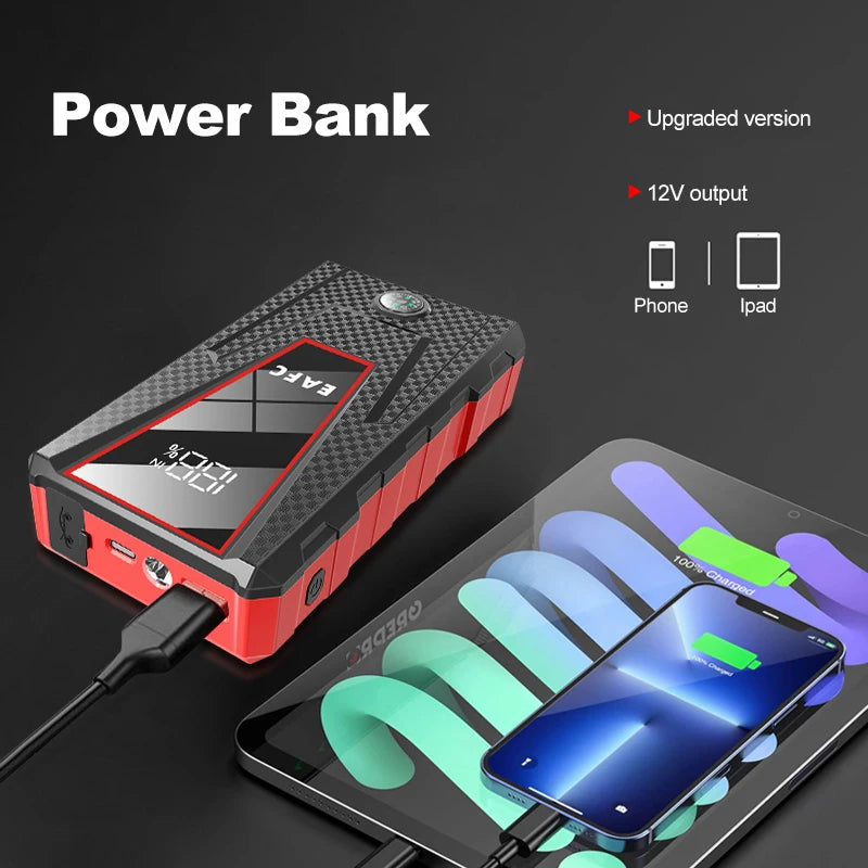 EAFC Car Jump Starter 1200A Wireless Charger Power Bank for 12V Car Emergency Starter Jstar 4 Auto Car Booster Battery